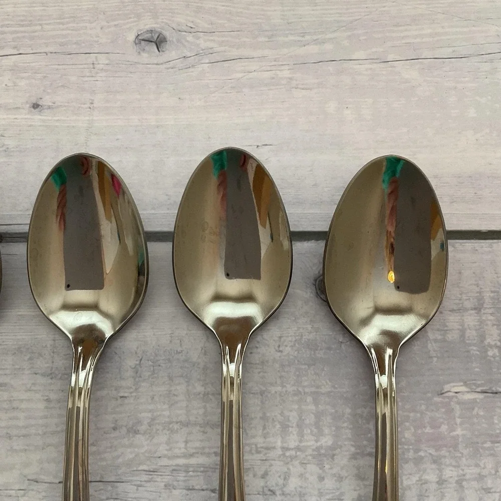 Simeon George Rogers Oneida HOMESTEAD 6 Oval Place Spoons Stainless Flatware #1